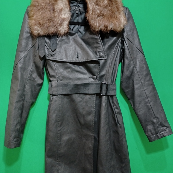 Rag & Bone Leather Combo Trench Coat/ Jacket with removable collar Size 2 - Picture 7 of 8